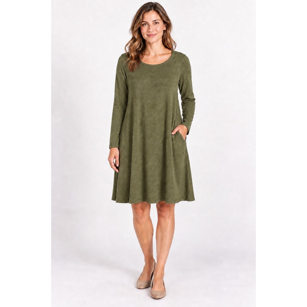 Beeson River Womens XL Olive Green Sweater Dress Long Sleeve Knee Length Pockets